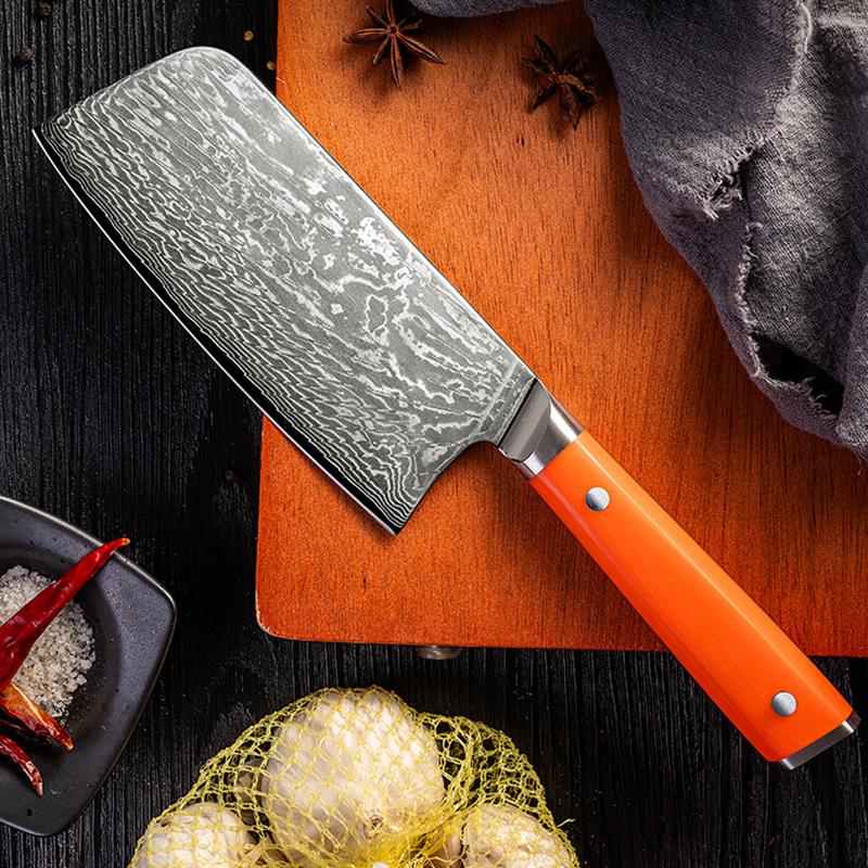 6.5 Inch Slicing Knife 67-layer Damascus AUS10 Steel Blade Hexagonal G10 Handle Sharp Chef Cleaver Meat Japanese Kitchen Knife