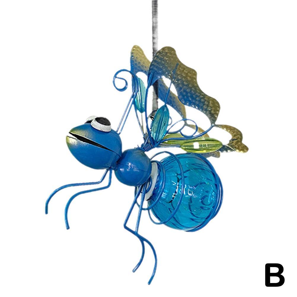 Солнечная железная статуя насекомого со светодиодной гирляндой, наружное водонепроницаемое подвесное украшение для дерева для забора, двора, сада, художественного декора