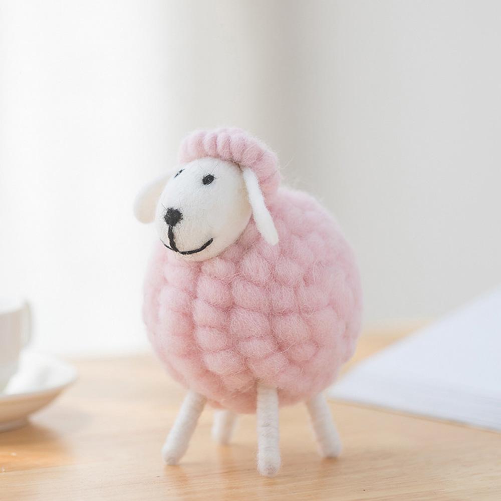 Xmas Christmas Holiday Home Decoration Statue Miniature Felt Sheep Figurines Party Supplies