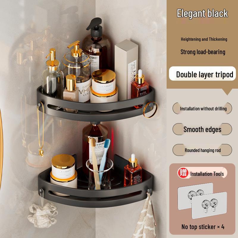Nail-Free Wall-Mounted Bathroom Storage Shelf and Organizer