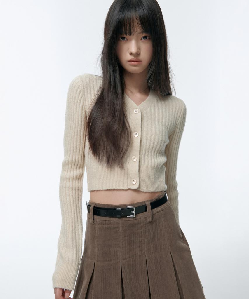 Musinsa Standard Woman Women'S Corduroy Pleated Mini Skirt [Khaki Brown]