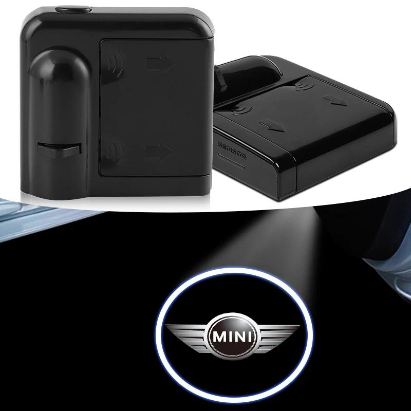 IICG1 2pcs Car Logo Wireless Welcome Light Door Projector LED Shadow Lights Lamp for Mini Cooper R56 R53 R55 R57 R60 Auto Accessories