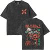 Anime My Hero Academia Shoto Todoroki Vintage Washed Tshirt Men Women Casual Retro Oversized T Shirts Cartoon Harajuku Tshirts