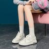 Мода 2024 Новые Женские Кожаные Балетки Осенняя Мода Дышащие Вулканизированные Белые Спортивные На Шнуровке На Толстой Подошве Повседневная Обувь для Женщин