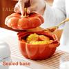 Тыквенная миска с двойными ручками, штабелируемые керамические тыквенные суповые миски, глянцевый эмалированный контейнер для тыквенных закусок для выпечки, сервировки, подарка на Хэллоуин