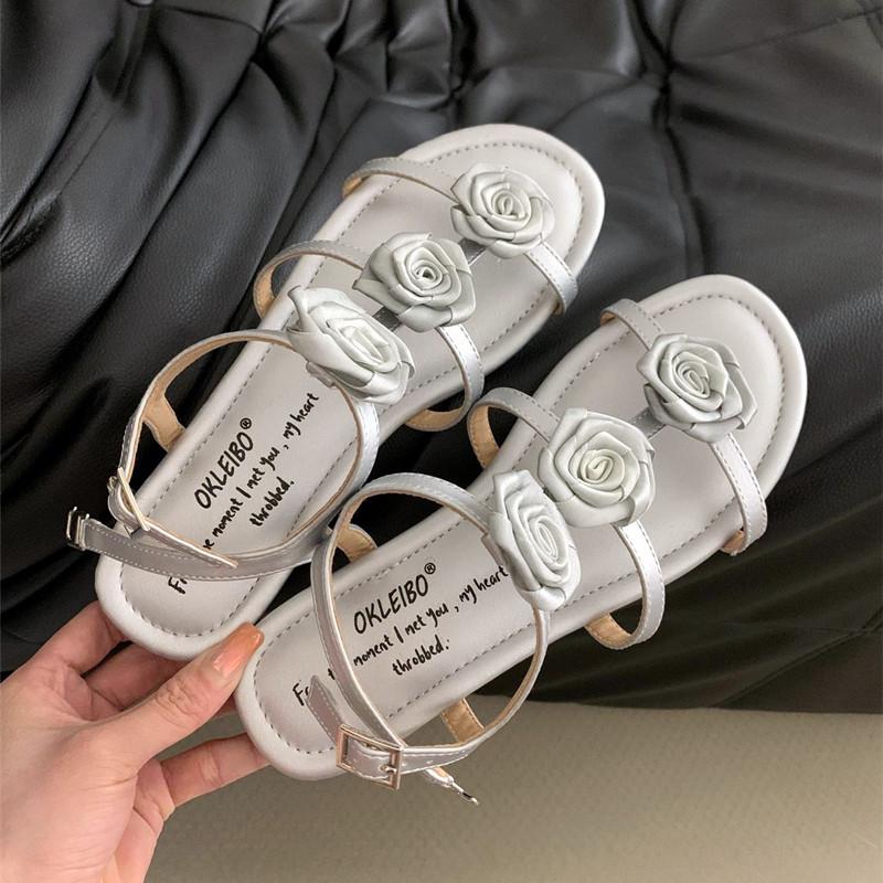 Fashion 2024 Summer New Open Toe Sandals Women Roman Style Cute Flat Sandals for Women Chunky Low Heel Wedge Design Elegant Dress Shoes