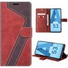 Case for Samsung Galaxy A53 5G, Two-Tone Splicing PU Leather, Card Holder and Stand Function, "V" Pattern, Red