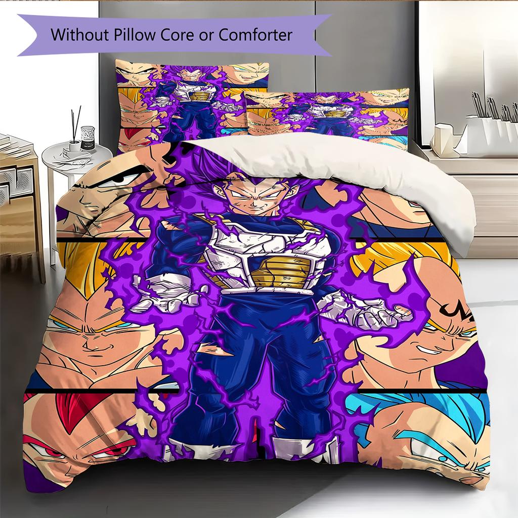 Постельное белье с рисунком Веджеты из Dragon Ball, Домашний декор, Подарок на день рождения (1 пододеяльник + 2 наволочки, без наполнителя)