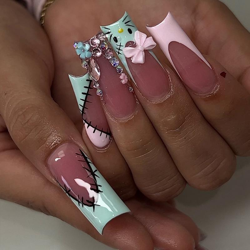 Европейские и американские градиентные персиковые балетные типсы для коротких ногтей