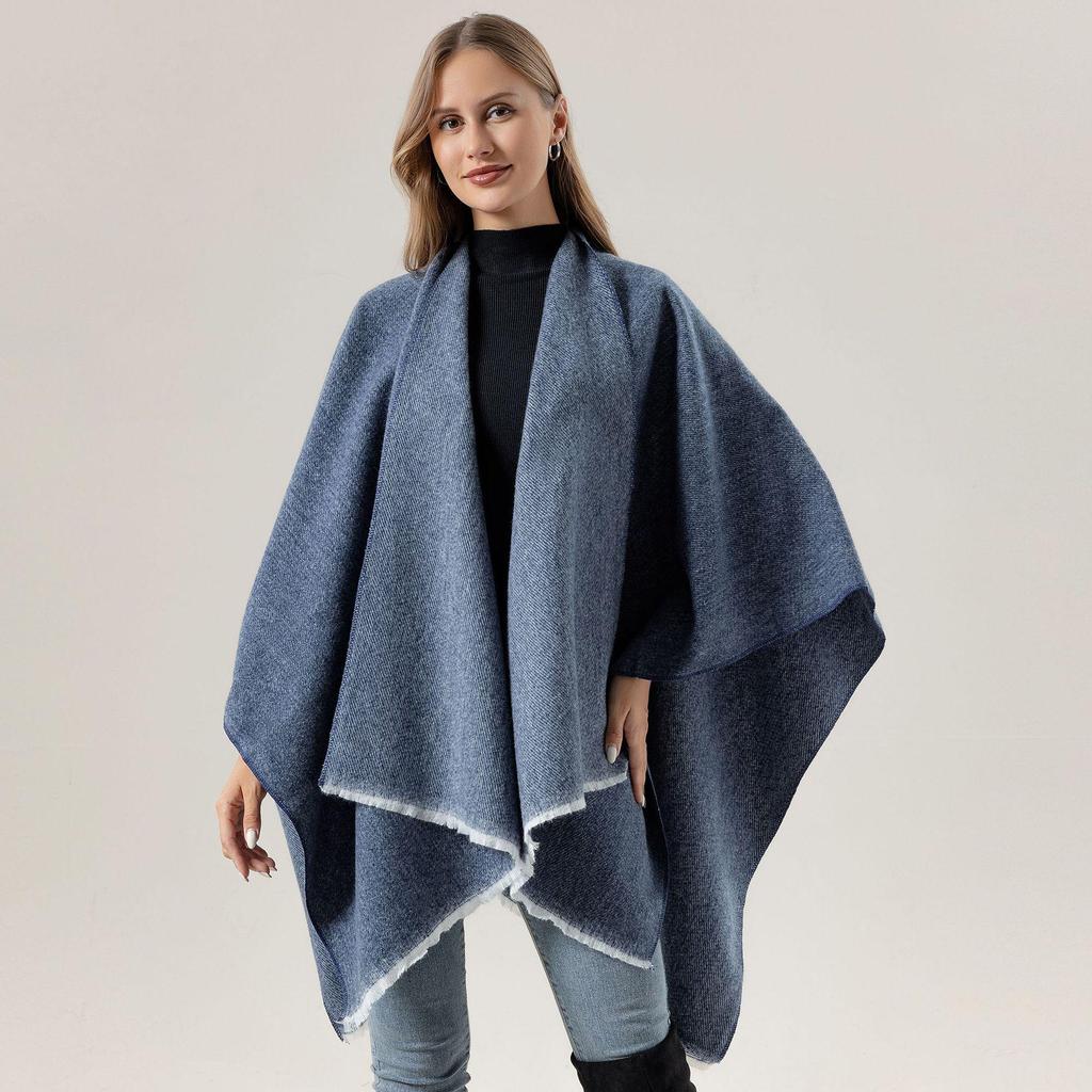 Европейский и американский однотонный плащ-накидка из искусственного кашемира - Женский осенне-зимний теплый шарф-верхняя одежда