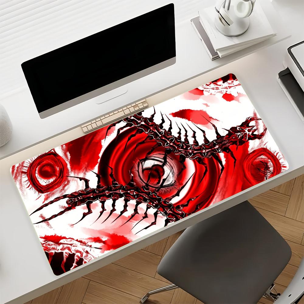 Gaming Mouse Pad with Antislip Base and Stitched Edges Red Spider Lily Skeleton Pattern Print Desk Mat for PC Laptop Gaming
