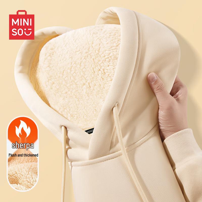 MINISO Мужская зимняя толстовка с капюшоном на подкладке из шерпы