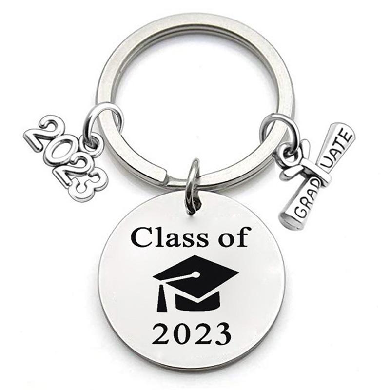 Graduation Gift Stainless Steel Keychain Rings Key Holder Creative Decorated Accessories