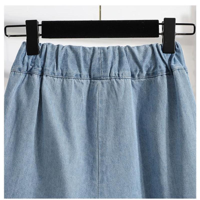 Ladies' Trousers Big Size Women's Denim Shorts Wide-legged Thin Section A Word Skirt Trousers Female Summer Thin Cover Belly Five-minute Trousers