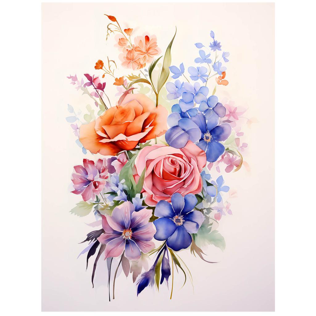 Ethereal Garden Bouquet Ethereal Garden Bouquet, 30X40 Cm, Dark Brown Wooden Frame, 230 Gsm Matte Paper