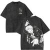 Anime Jujutsu Kaisen Gojo Satoru Print T-shirt Men Women Short Sleeve Clothing Cotton Tshirt Retro Washed T Shirt Harajuku Tops