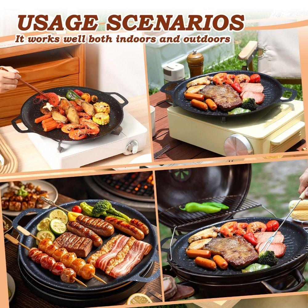 Non-Stick Round Griddle Pan Heavy Duty Non-Stick Grill Pan Durable BBQ Grill Pan Grilling