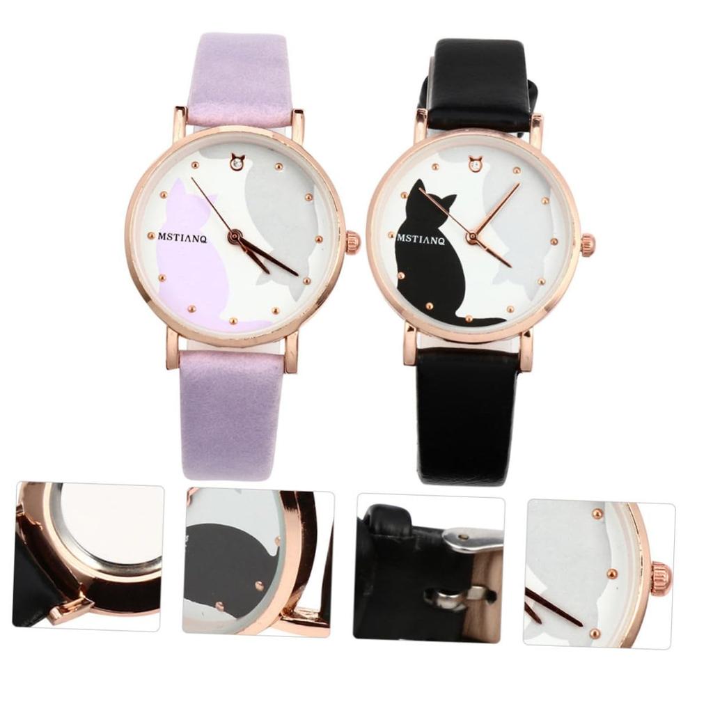 MUCKLILY Мультфильм Кот Часы Часы 2 шт Детские Девочки Часы Женские Часы Детские Часы Девочки Часы Кошка Часы Девочки Ученики начальной школы Lilojes