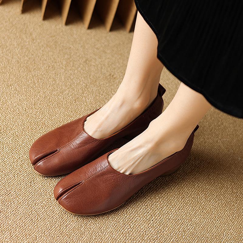 2024 Весна Осень Косплей Плоские туфли Таби Разделенные Носки Женские Одинарные Туфли Ленивые Слипоны Дизайнерская Обувь Кожаные Туфли Женские Лоферы
