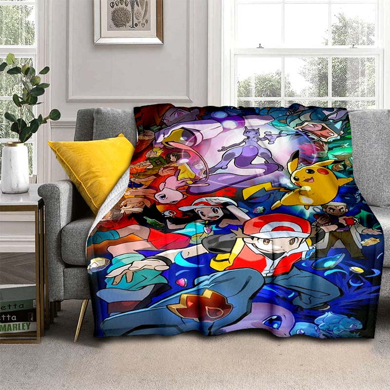 This New 2026 Pokémon Cartoon Blanket Is Warm, Soft, and Suitable for All Seasons, Perfect for Home, Travel, and Picnics.