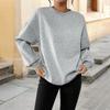 Autumn Winter Round Neck Loose Casual Solid Color Sweatshirt Women Simple All-match Velvet Pullover Top