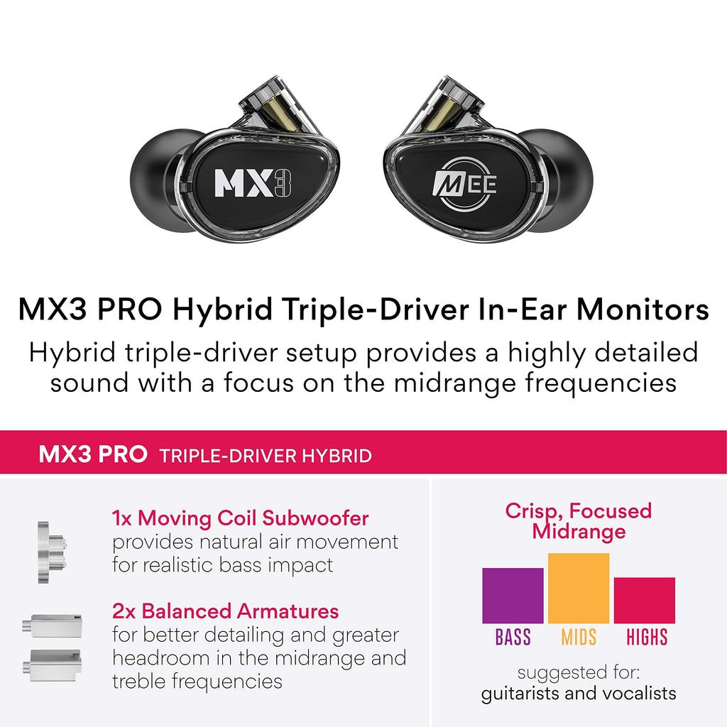 MEE audio MEE audio MX3 PRO BK canal type wired earphones