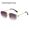 High Quality Cut Edge Rectangular Sunglasses Rimless Gradient Lens Shades  for Women & Men
