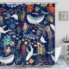 Funny Animal Shower Curtain, Cool Cute Raccoon Riding Shark Ocean Wave Shower Curtain for Bathroom, Fun Nautical Coastal Funny
