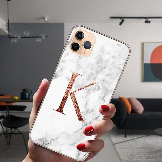 Для Iphone 14 Plus 13 12 Pro Max 11 14promax Прозрачный чехол Модный мраморный чехол от A до Z Мягкий силиконовый чехол с английскими буквами