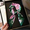 New Luxury Women Silk Scarves Square Flower Plants Printed Shawl Bandana Designer Scarf Headband Lady Fashion