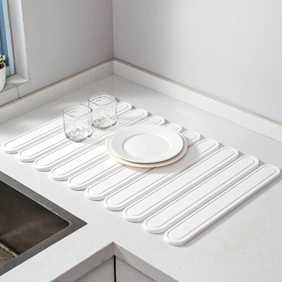 Складной коврик для сушки посуды из диатомита 24x16 дюймов, быстросохнущий впитывающий коврик