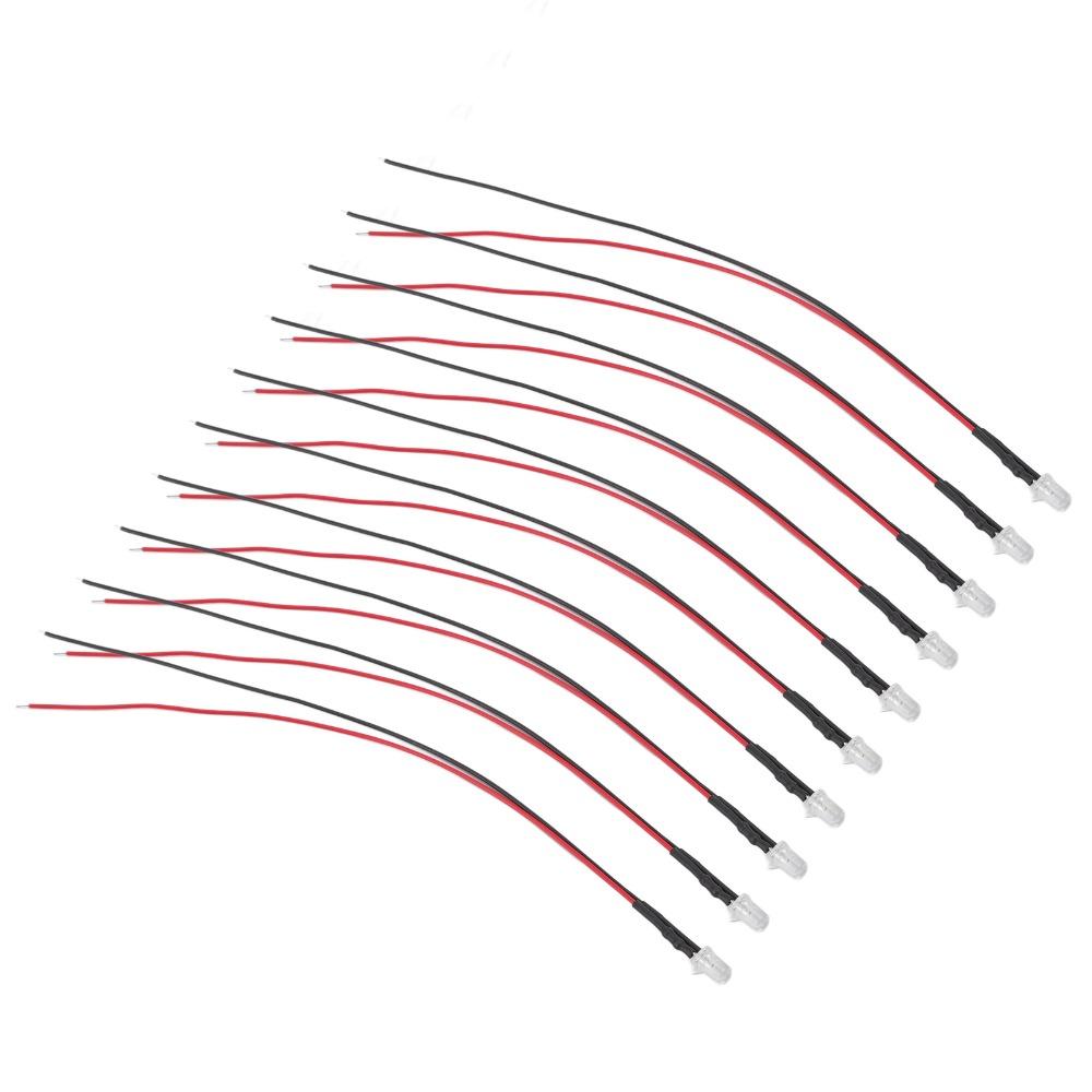 20PCS 5mm Prewired LED Diodes 5‑12V LED Light Diodes Bright Mini LED Diodes  DIY Projects