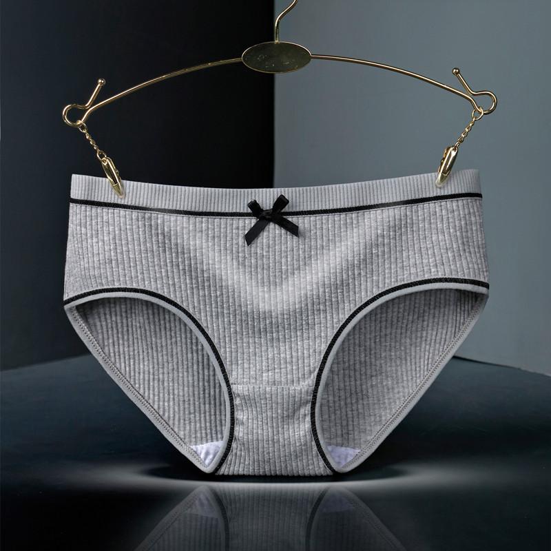 Модные женские трусики с бантом, нижнее белье больших размеров, удобные дышащие трусы со средней талией