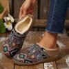 Plus-size Warm Cotton Shoes 2025 Winter New Fleece Color-blocking Ethnic Style Home Women's Shoes