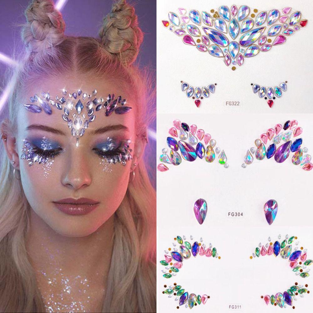 Face Jewels Face Body Colored Rhinestone Face Tattoo Stickers Nail Art Charms Temporary Tattoo