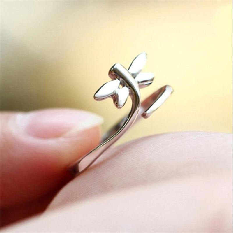 Fashion Creative Exquisite Simple Insect 925 Sterling Silver Jewelry Personality Opening Adjustable Dragonfly Rings R297
