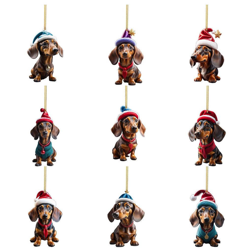 Подвеска на рождественскую елку, милая форма собаки, акриловое подвесное украшение для рождественской елки для дома, праздничное украшение