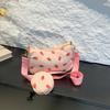 Strawberry Print Corduroy Shoulder Bag Fashion Girl Pillow Bag For Casuals Daily