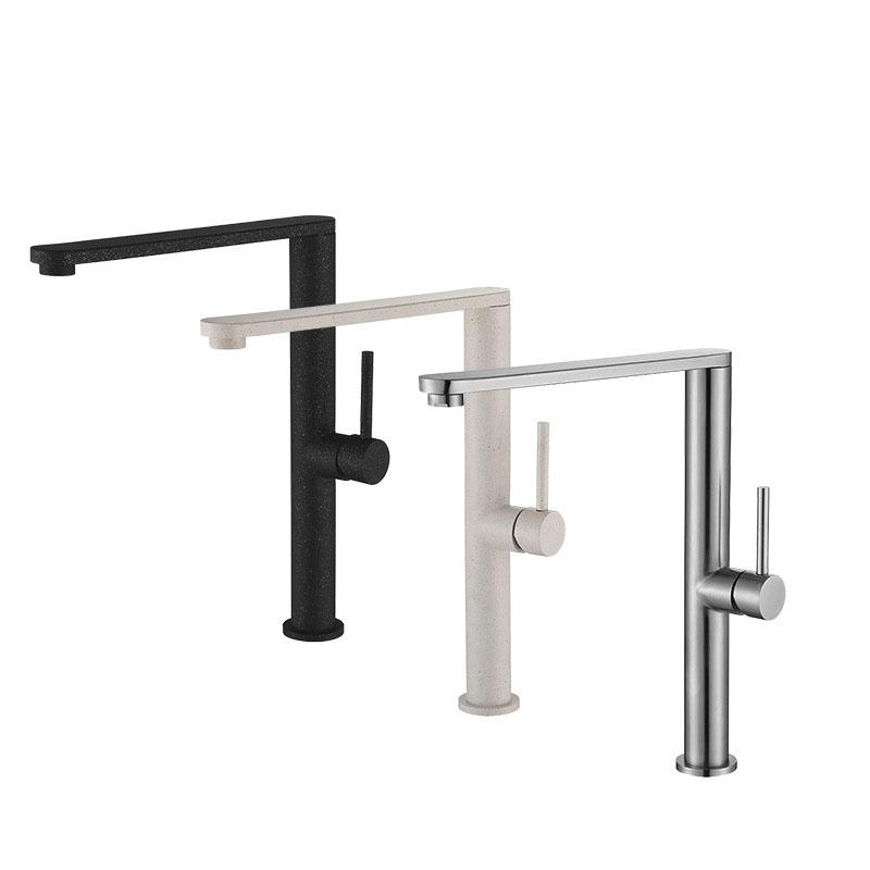 Кухонный смеситель для раковины из нержавеющей стали 304 Никель/Черный/Бежевый Вращающийся на 360 градусов Кухонный кран Смеситель горячей и холодной воды Смеситель для раковины