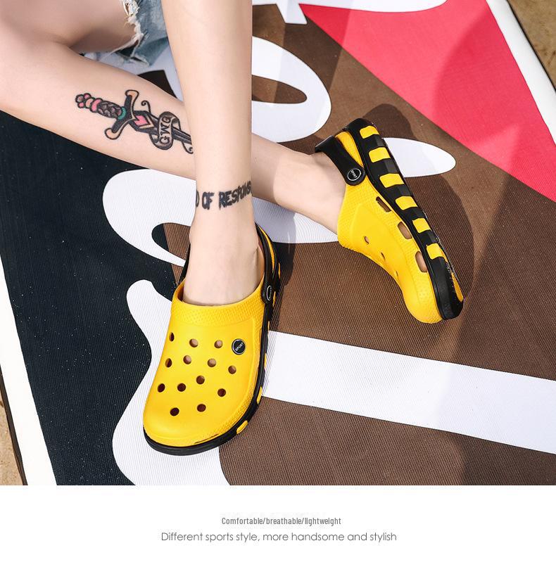 Летняя мужская пляжная обувь 2022 года: Повседневные сандалии Hole и легкие уличные тапочки