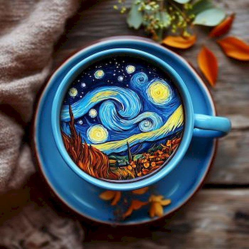 New Full Square&Round Diamond Painting Coffee 5d DIY Diamond Embroidery Starry Sky Scenery Decoration Home Art Kit