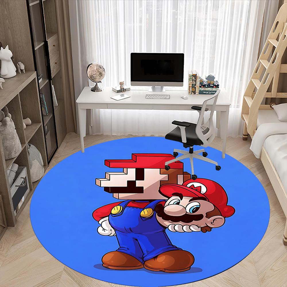 1pc Mario Pixel Art Office Round Area Rug, Under Office Chairs Bedroom Living Room Home Decor  a1022310