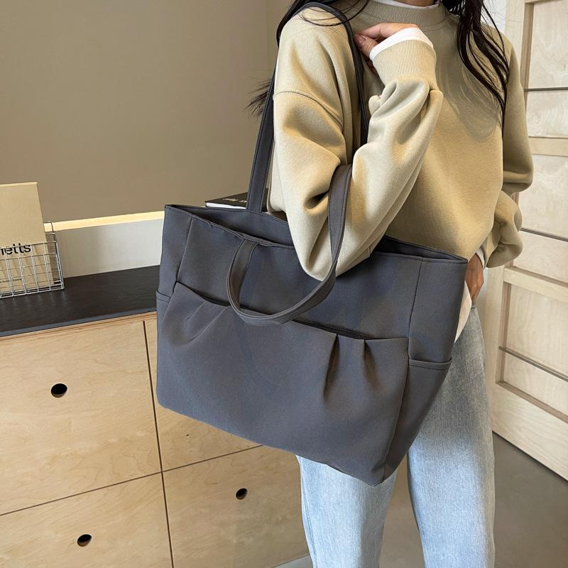 Новая сумка-тоут, большая вместимость, однотонная сумка-тоут, простая, студенческая, универсальная, сумка-мессенджер для поездок на работу через плечо