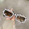 Fashion Vintage Pearl Sunglasses Women Trendy Sun Glasses Punk Luxury Brand Designer Diamond Square Elegant Ladies Shades Uv400