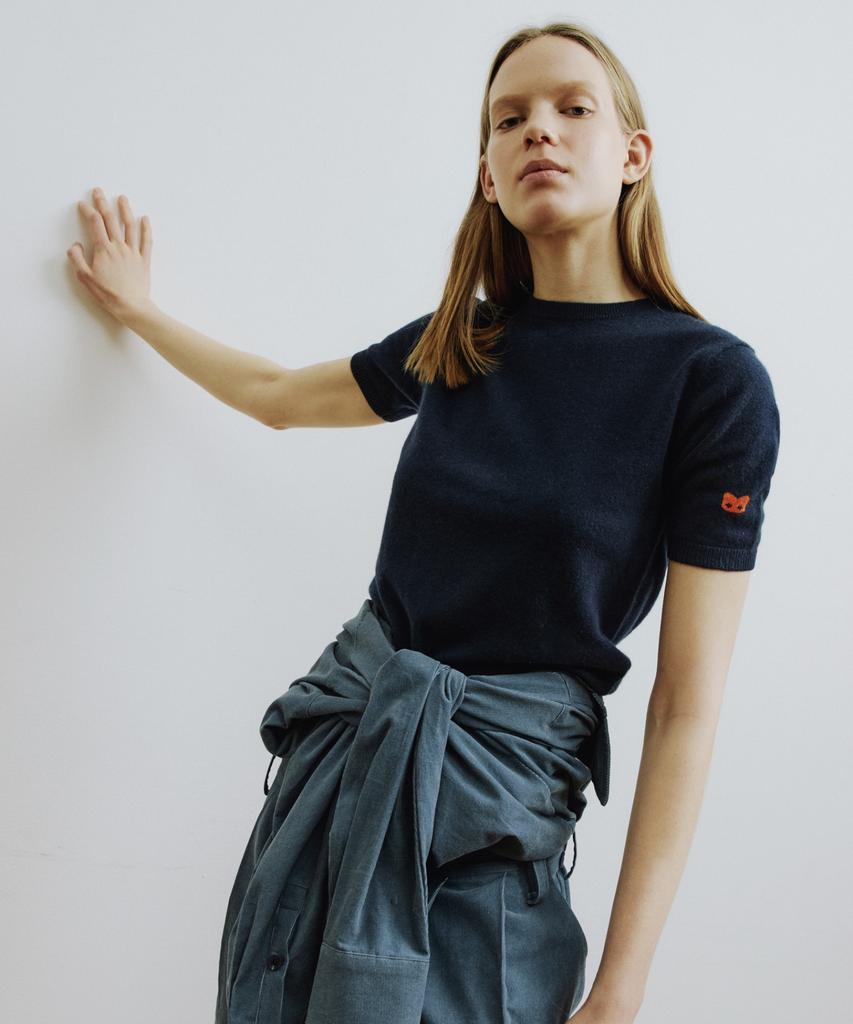 MOLLIOLLI Bori 100% Cashmere Sleeve Knit [Navy]