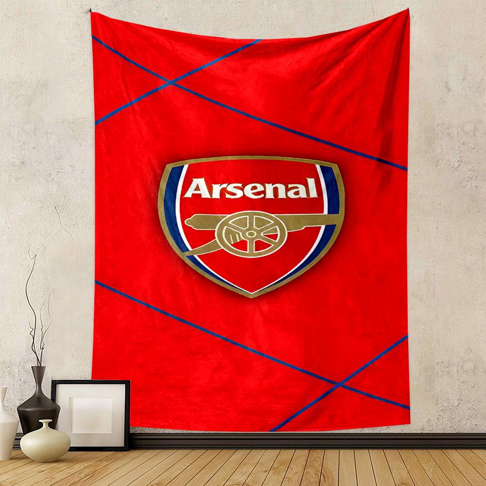 Arsenal Logo with Red Background Design Patterned tapestry home decor, suitable for bedroom and living room, gift