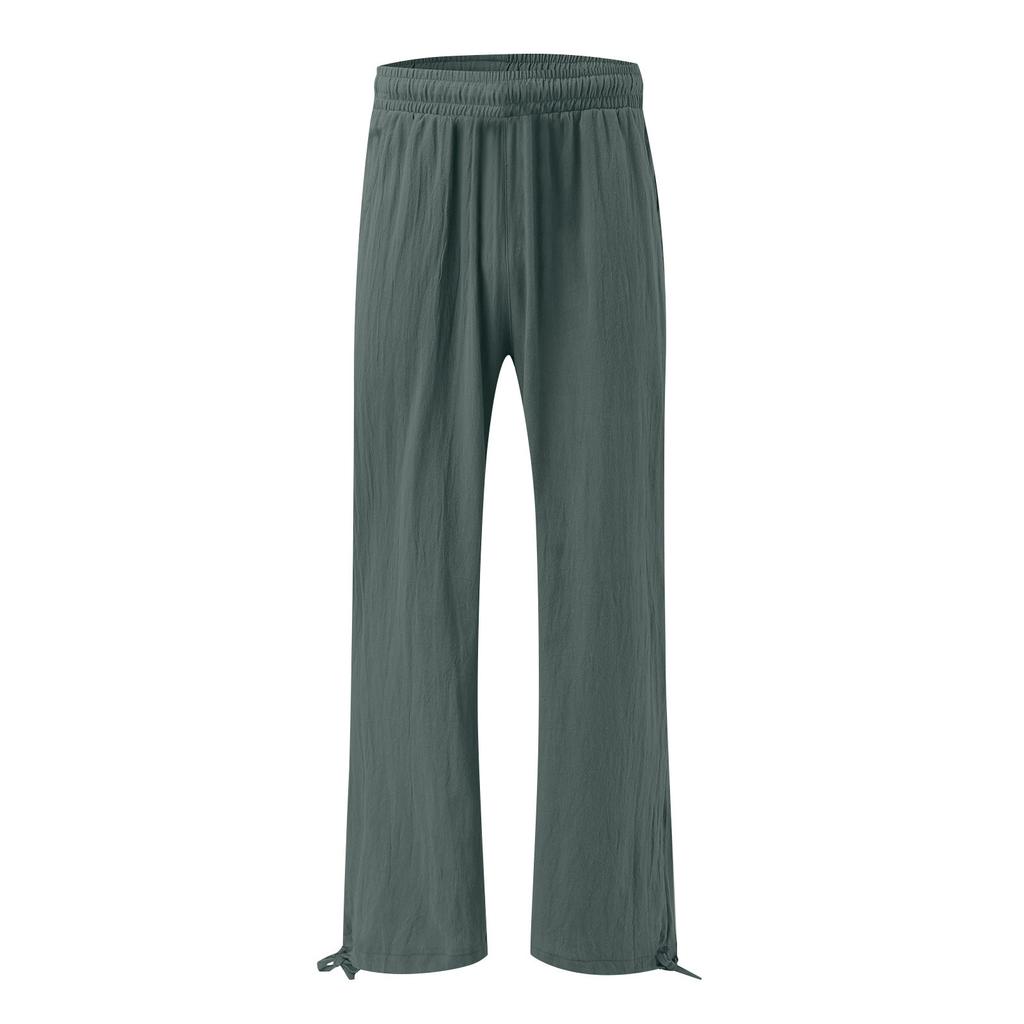 Женские брюки, повседневные свободные брюки из хлопка и льна с высокой талией, широкие длинные брюки с карманами