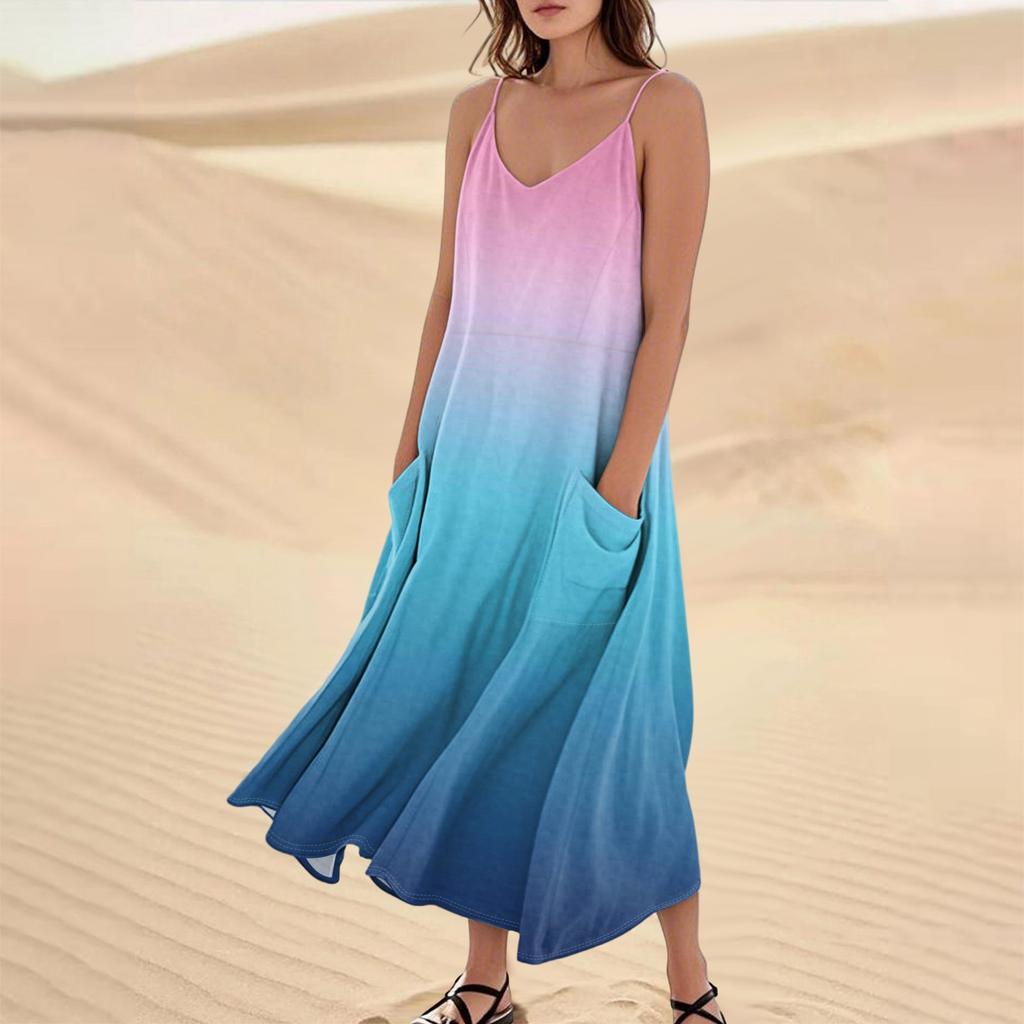 Женское летнее платье, повседневные свободные длинные пляжные платья для отдыха