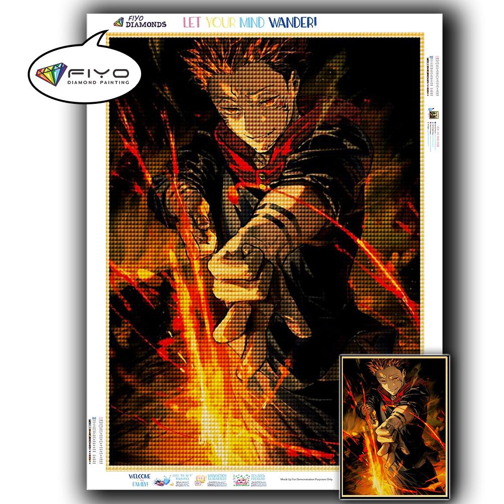 5D DIY Алмазная вышивка Аниме Дзюдзюцу Кайсен Картина Стразы Алмазная живопись Бумага Винтаж Плакат Алмазная мозаика Рукоделие Домашний декор
