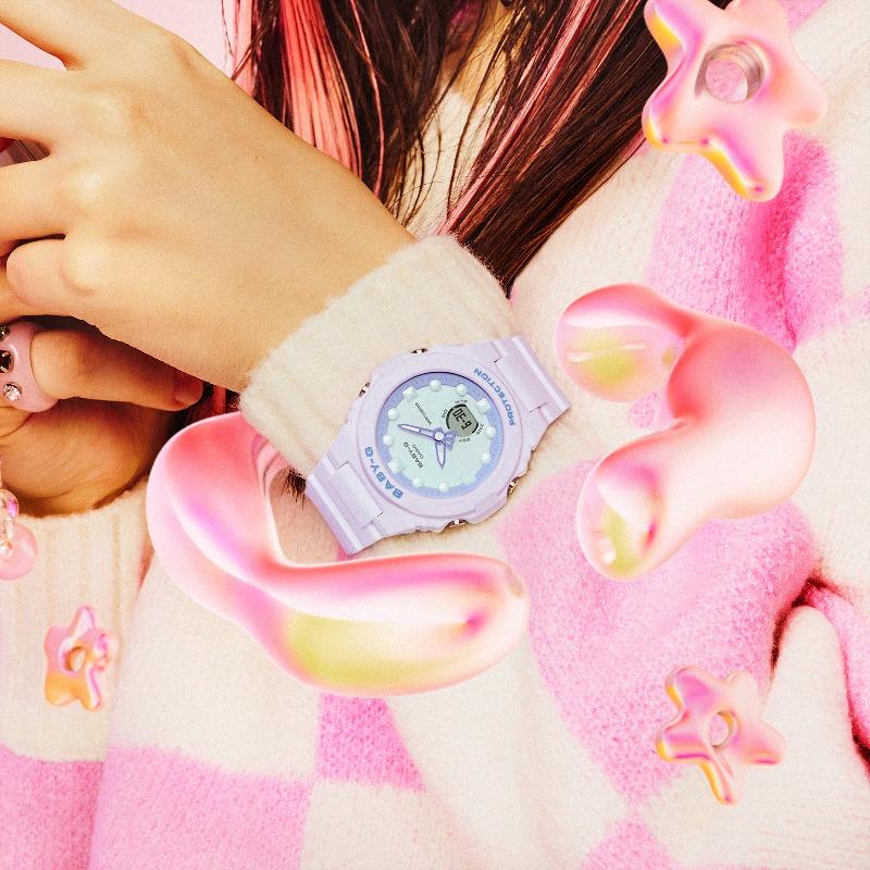 Casio Женские часы Baby-G, смола, 100 м водонепроницаемые, аналоговые, ударопрочные, кварцевые, BGA-320FH-4A